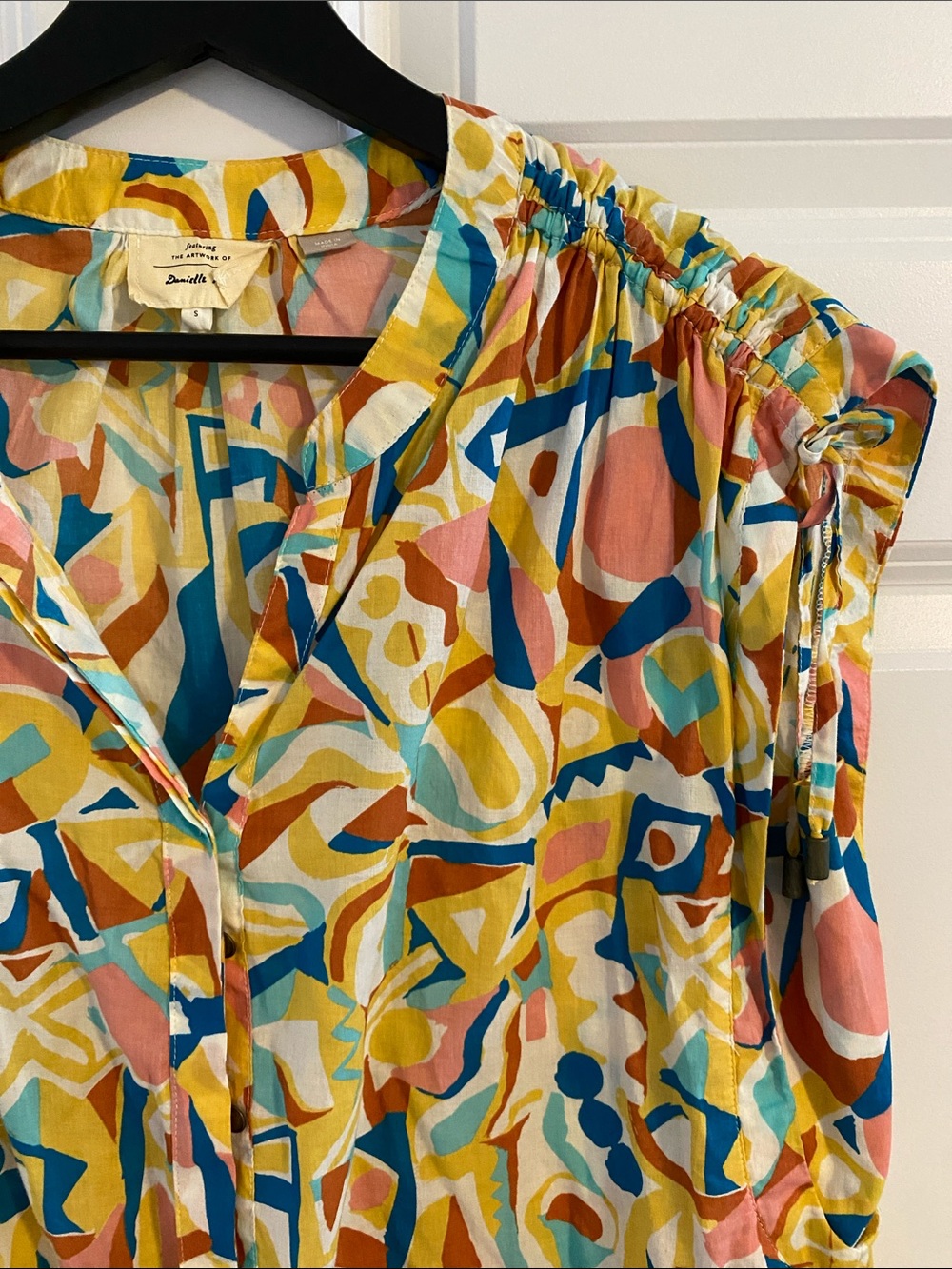 Anthropologie Danielle Kroll Printed Button-Up Top Sleeveless Blouse M - Picture 4 of 14